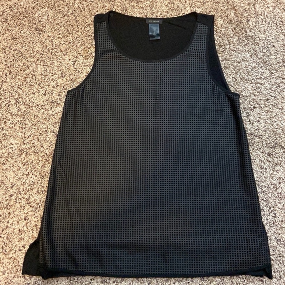 Ann Taylor Factory Faux Leather Mixed-Media Tank Top - Picture 3 of 8
